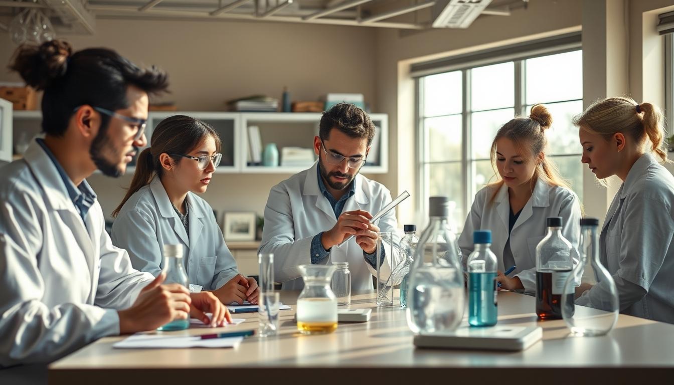 Students working in research laboratory